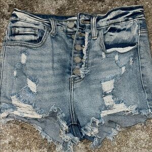 KanCan Blue Distressed Jean Shorts High-Waisted